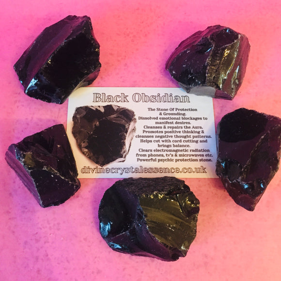 Black Obsidian Raw💎250g 5 Pieces